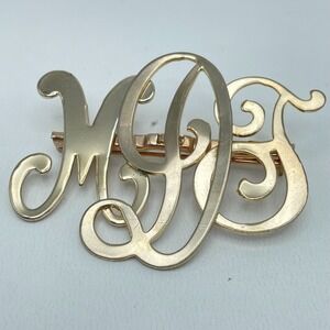 Vintage 80s Monogram MGS Script Large Charm Brooch Pin Gold Tone Jewelry